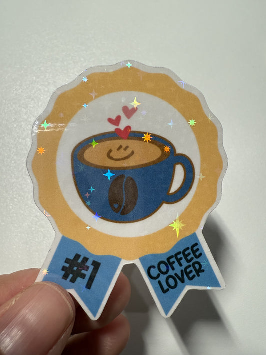 #1 COFFEE LOVER STICKER - BLUE