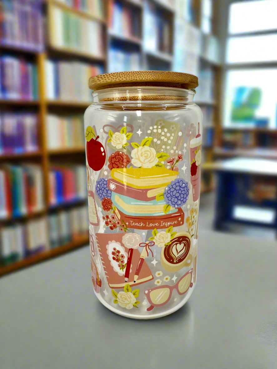 CAN GLASS CUP - TEACH LOVE INSPIRE