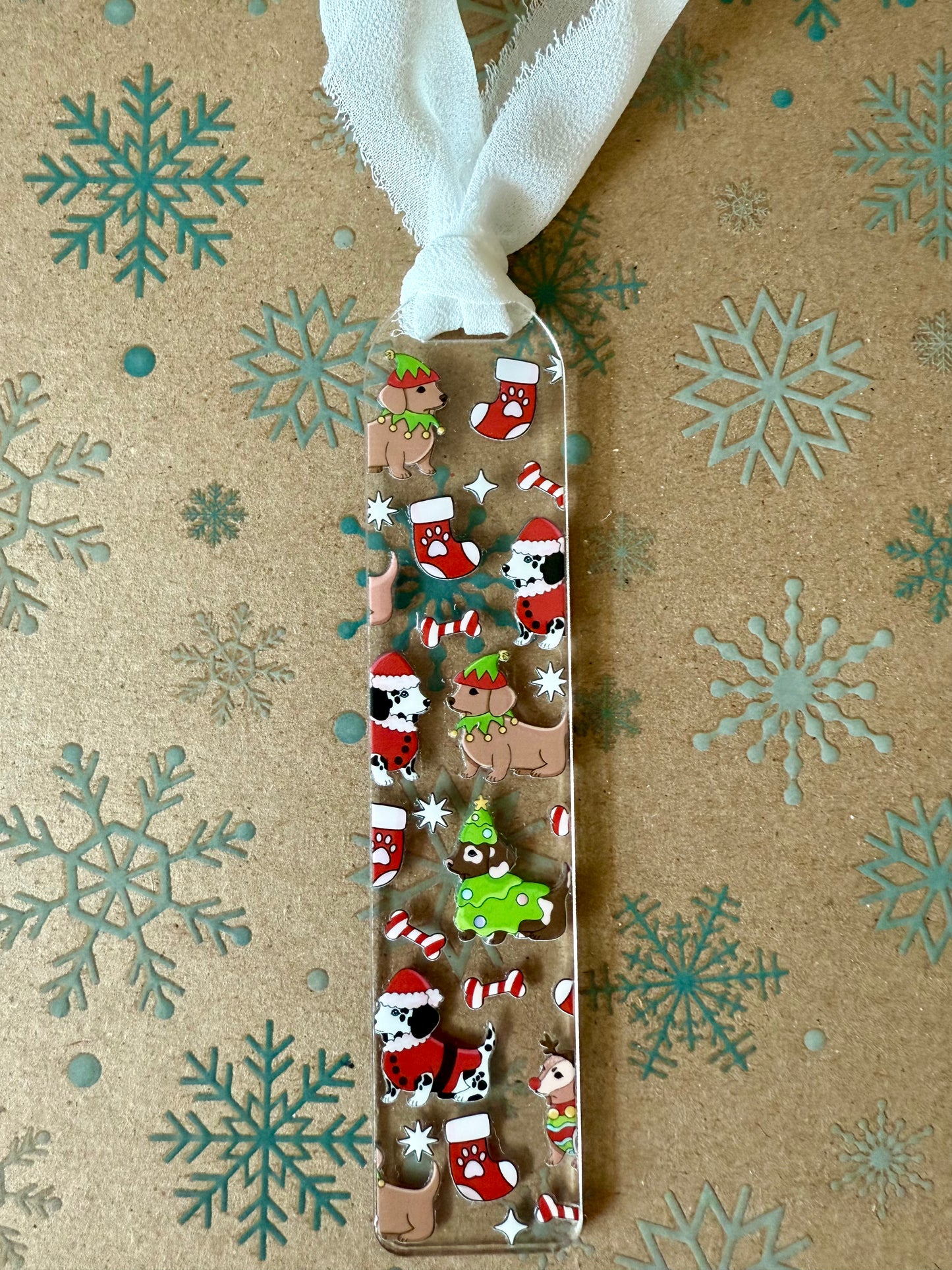 ACRYLIC BOOKMARK - HOLIDAY DOGGIES
