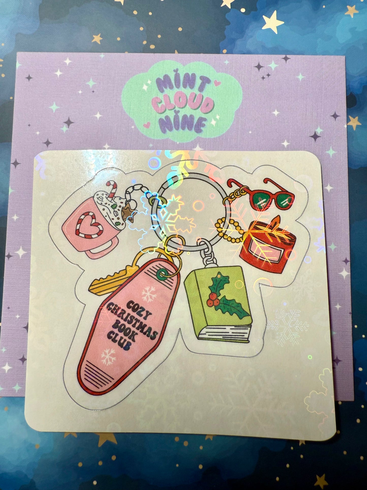 EASY PEEL STICKER - CHRISTMAS BOOKCLUB KEYCHAIN