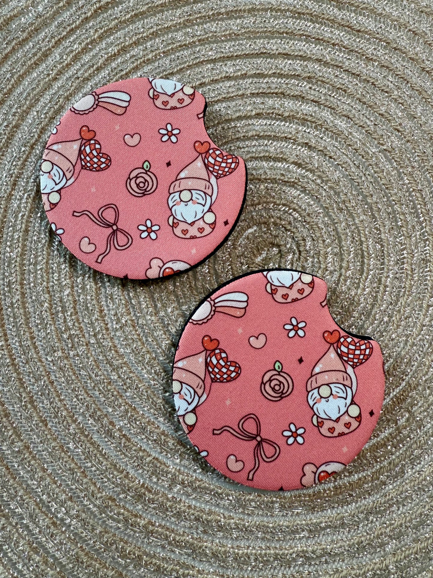 CAR COASTER SET - XOXO HEART GNOME