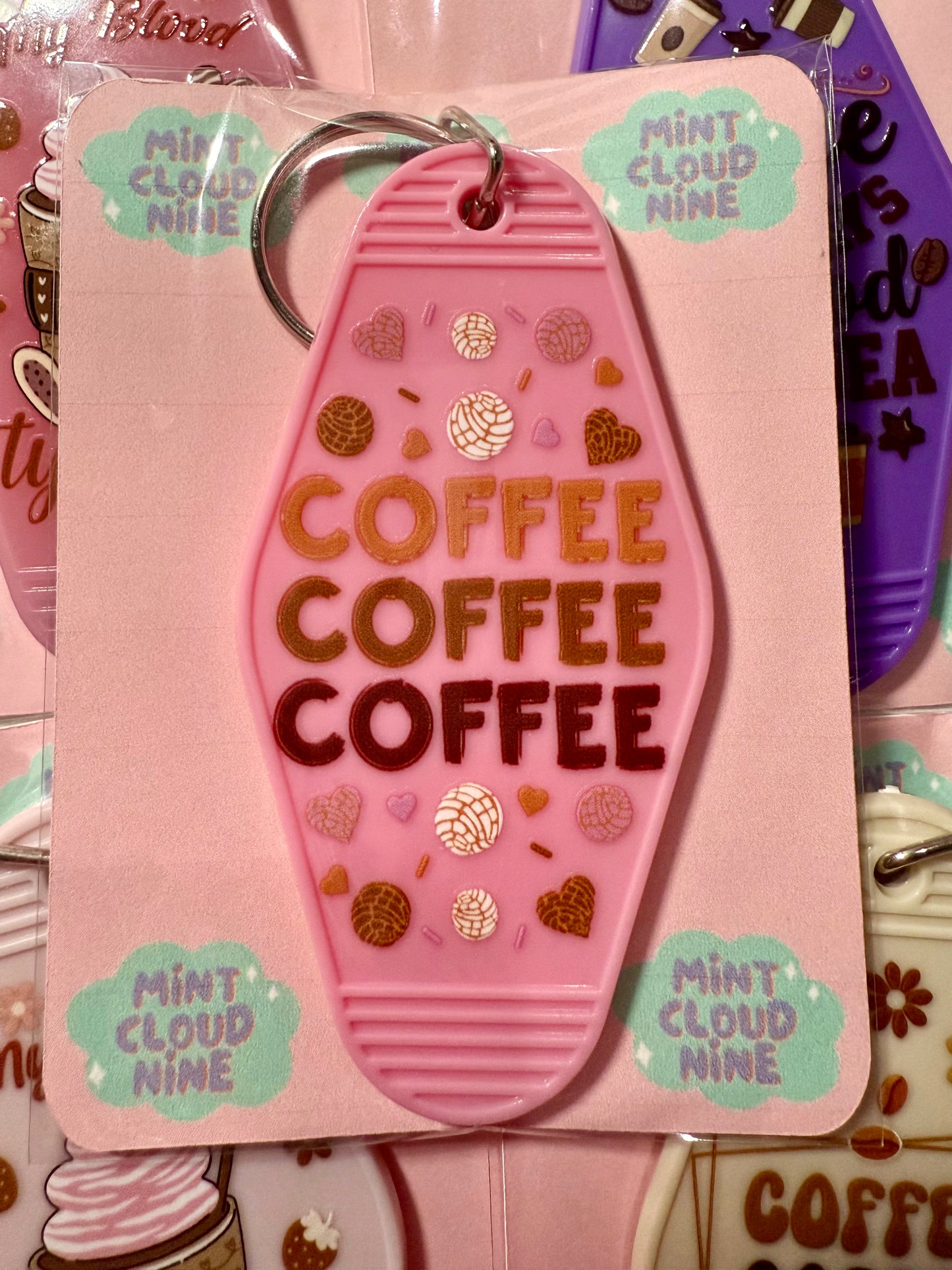 RETRO MOTEL KEYCHAIN - CONCHA COFFEE COFFEE COFFEE