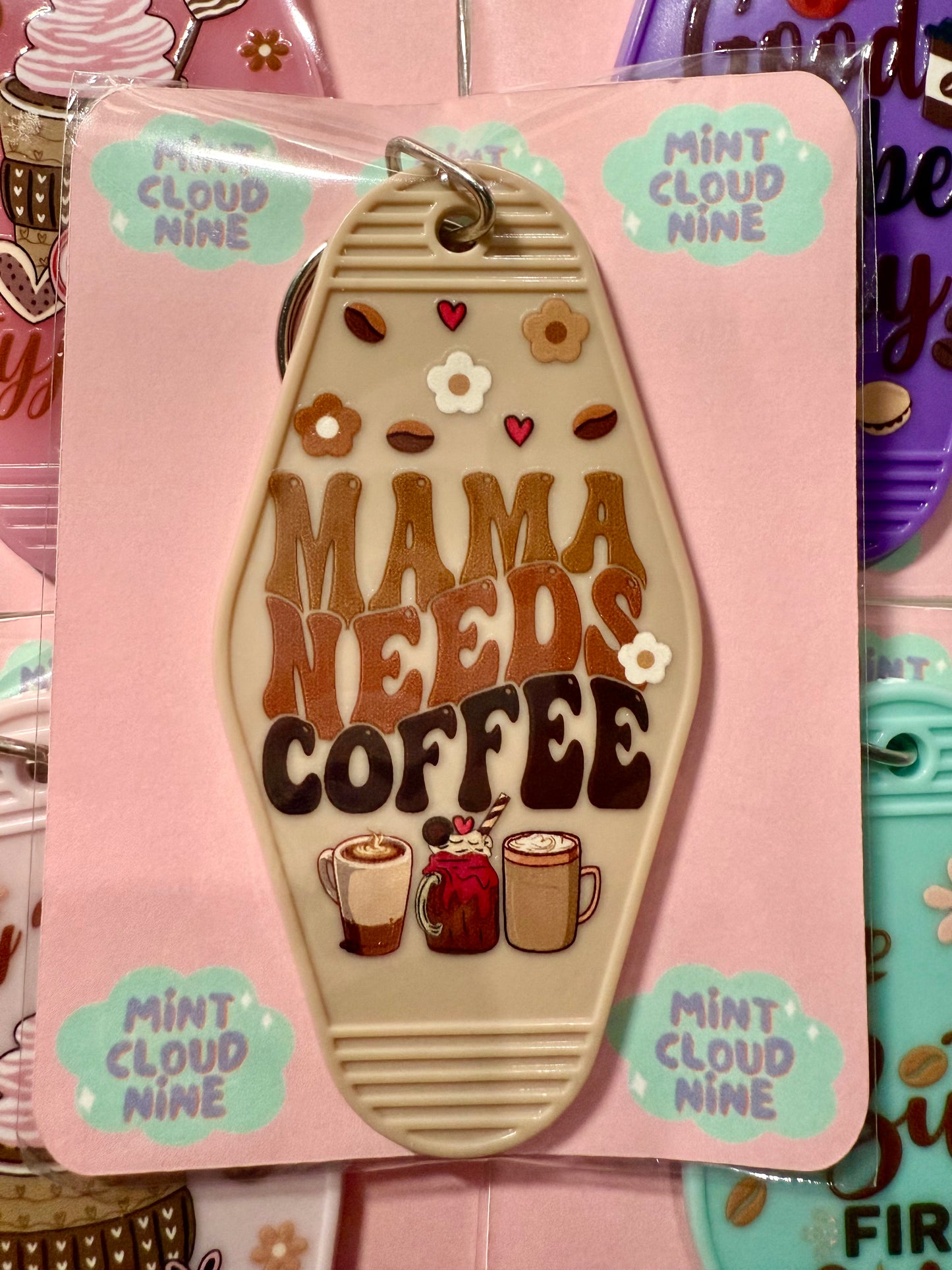 RETRO MOTEL KEYCHAIN - MAMA NEEDS COFFEE