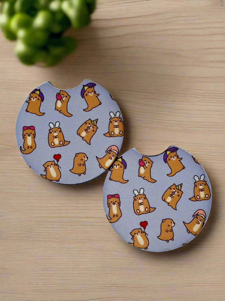 CAR COASTER SET - MY SWEET LILAC OTTERS