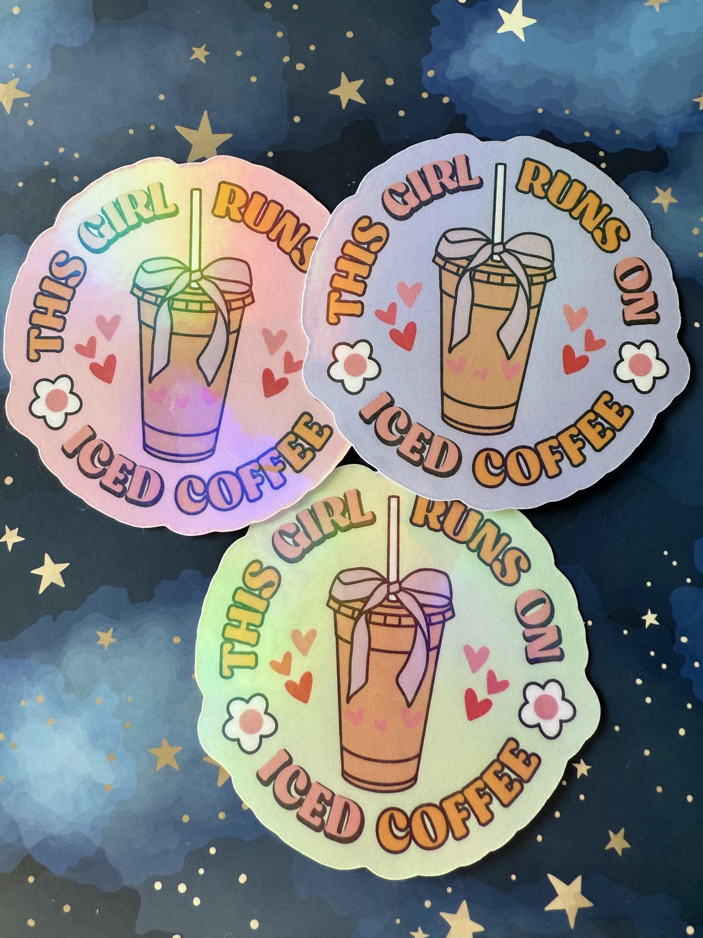 THIS GIRL RUNS ON ICED COFFEE STICKER - MEDIUM