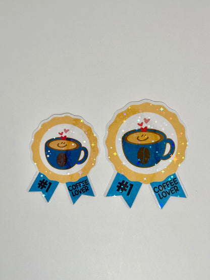 #1 COFFEE LOVER STICKER - BLUE