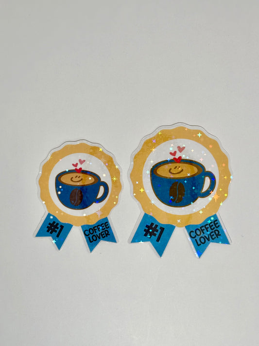 #1 COFFEE LOVER STICKER - BLUE