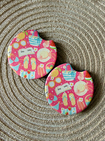 JUEGO DE POSAVASOS PARA COCHE - MY SWEET PINK OTTERS