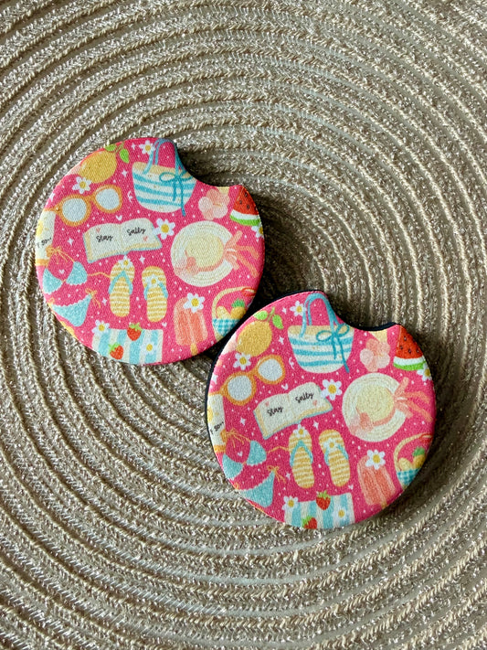 JUEGO DE POSAVASOS PARA COCHE - MY SWEET PINK OTTERS