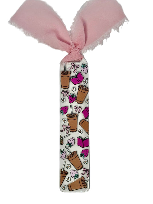 ACRYLIC BOOKMARK - ICED COFFEE STRAWBERRY BOOKS
