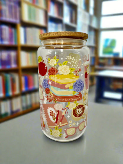CAN GLASS CUP - TEACH LOVE INSPIRE