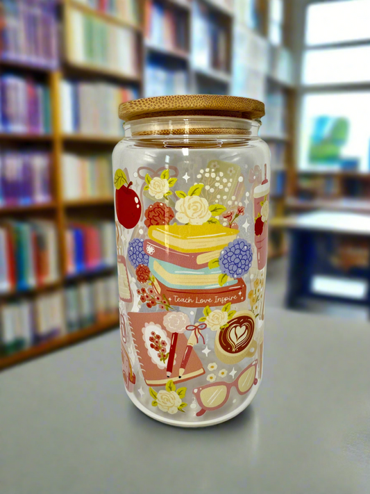 CAN GLASS CUP - TEACH LOVE INSPIRE