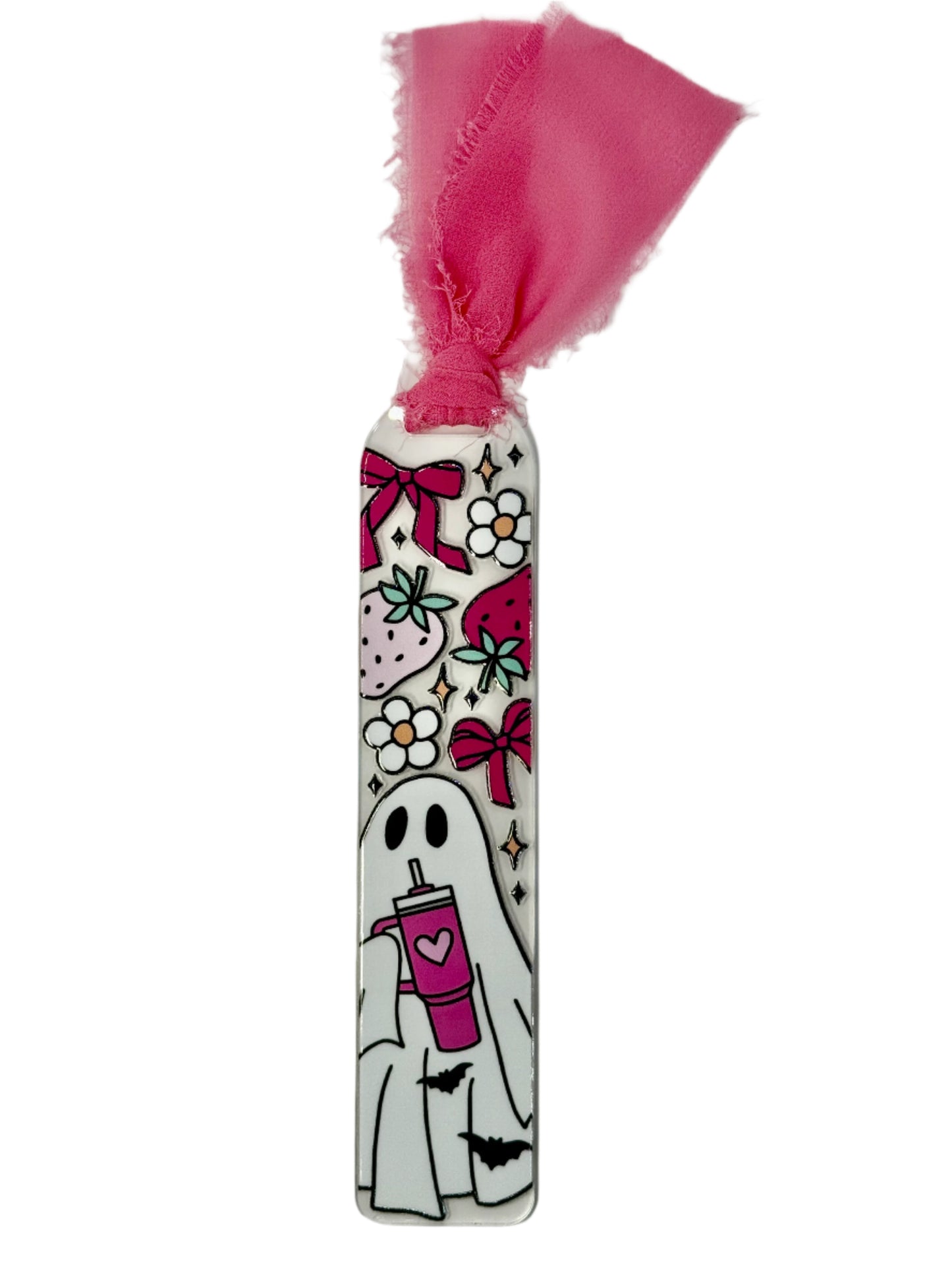 ACRYLIC BOOKMARK - PINK STRAWBERRY BOO