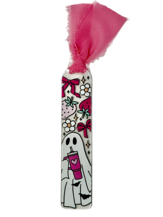 ACRYLIC BOOKMARK - PINK STRAWBERRY BOO