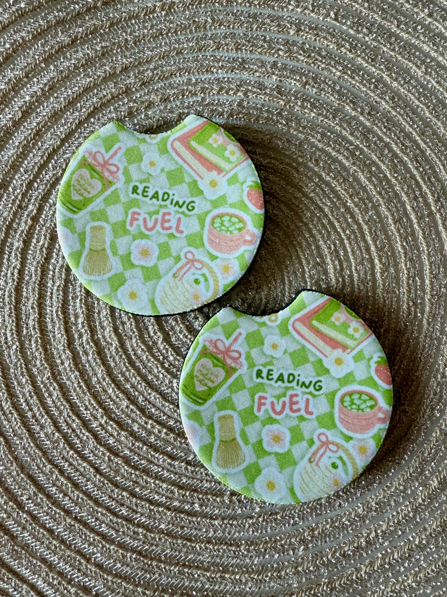 CAR COASTER SET - MATCHA READING FUEL