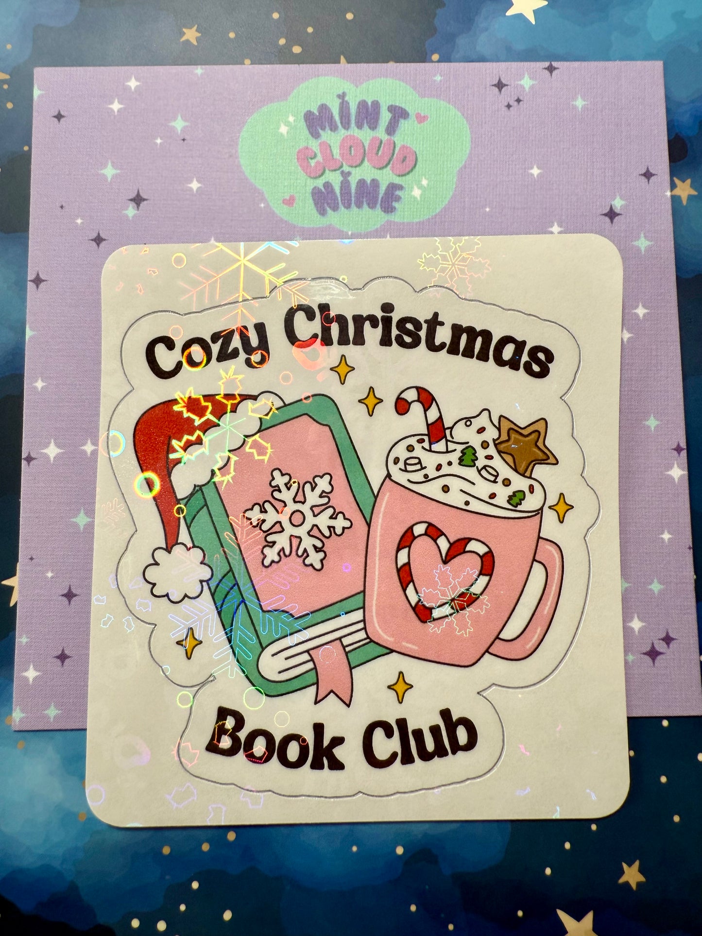 EASY PEEL STICKER - COZY CHRISTMAS BOOK CLUB