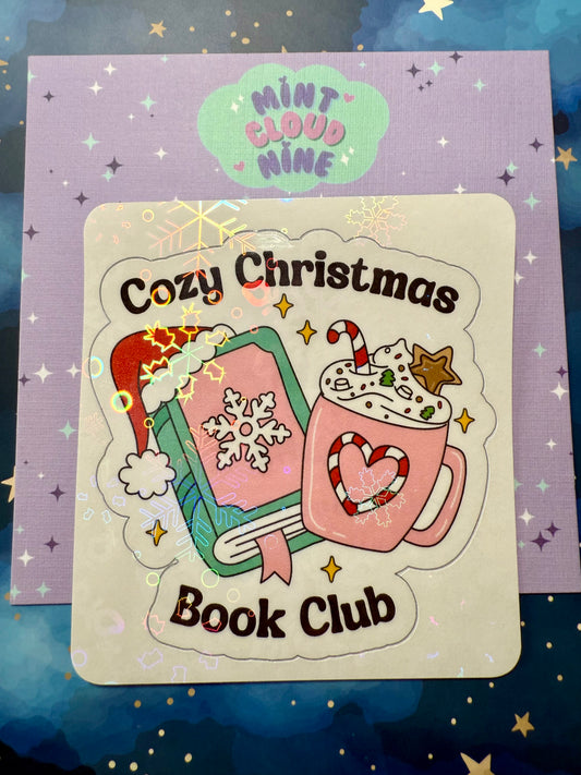 EASY PEEL STICKER - COZY CHRISTMAS BOOK CLUB