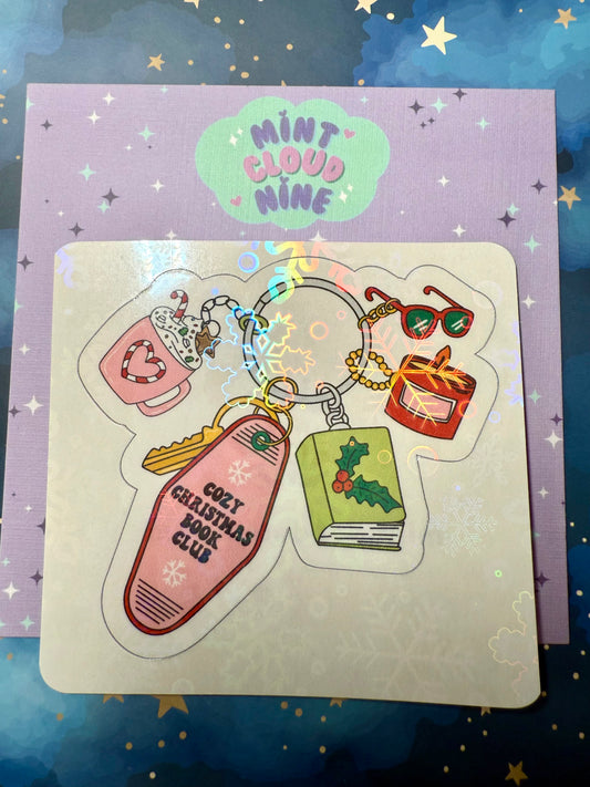 EASY PEEL STICKER - CHRISTMAS BOOKCLUB KEYCHAIN