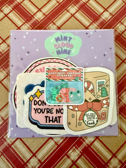 EMOTIONAL SUPPORT STICKERS SET - 4 PACK HOLIDAY EDITION