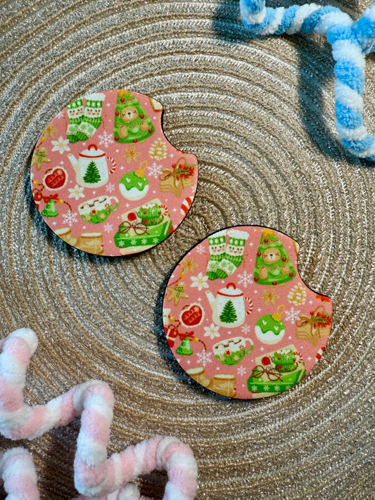 CAR COASTER SET - COZY PINK HOLIDAY