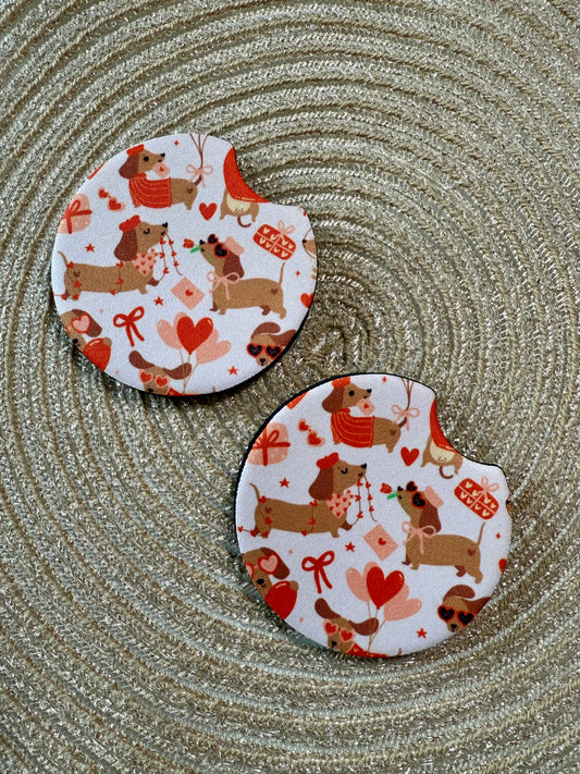 CAR COASTER SET - VALENTINE HOT DOGS