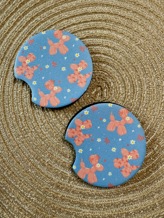 CAR COASTER SET - PINK BALLOON DOGS