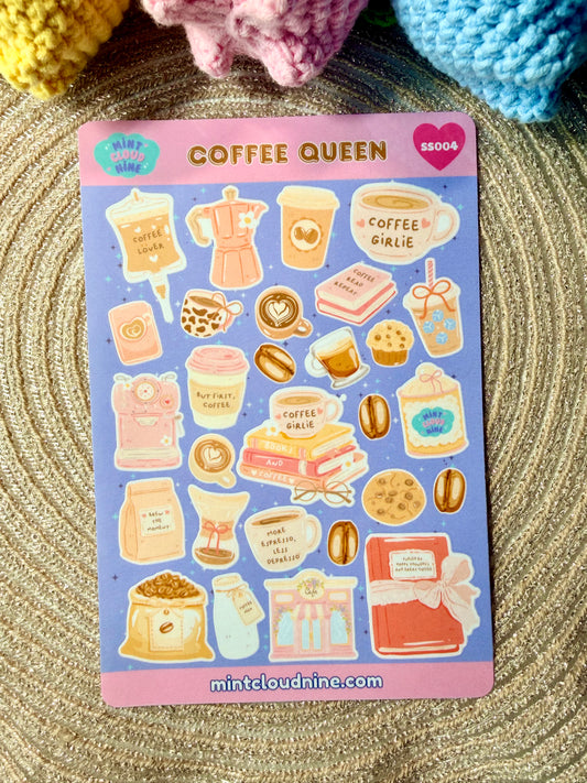 STICKER SHEET 004 - COFFEE QUEEN
