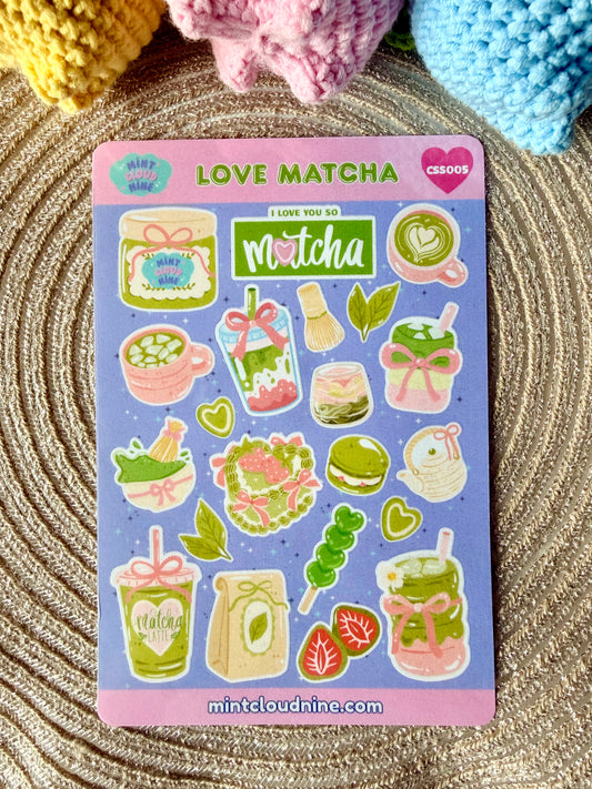 STICKER SHEET 005 - LOVE MATCHA