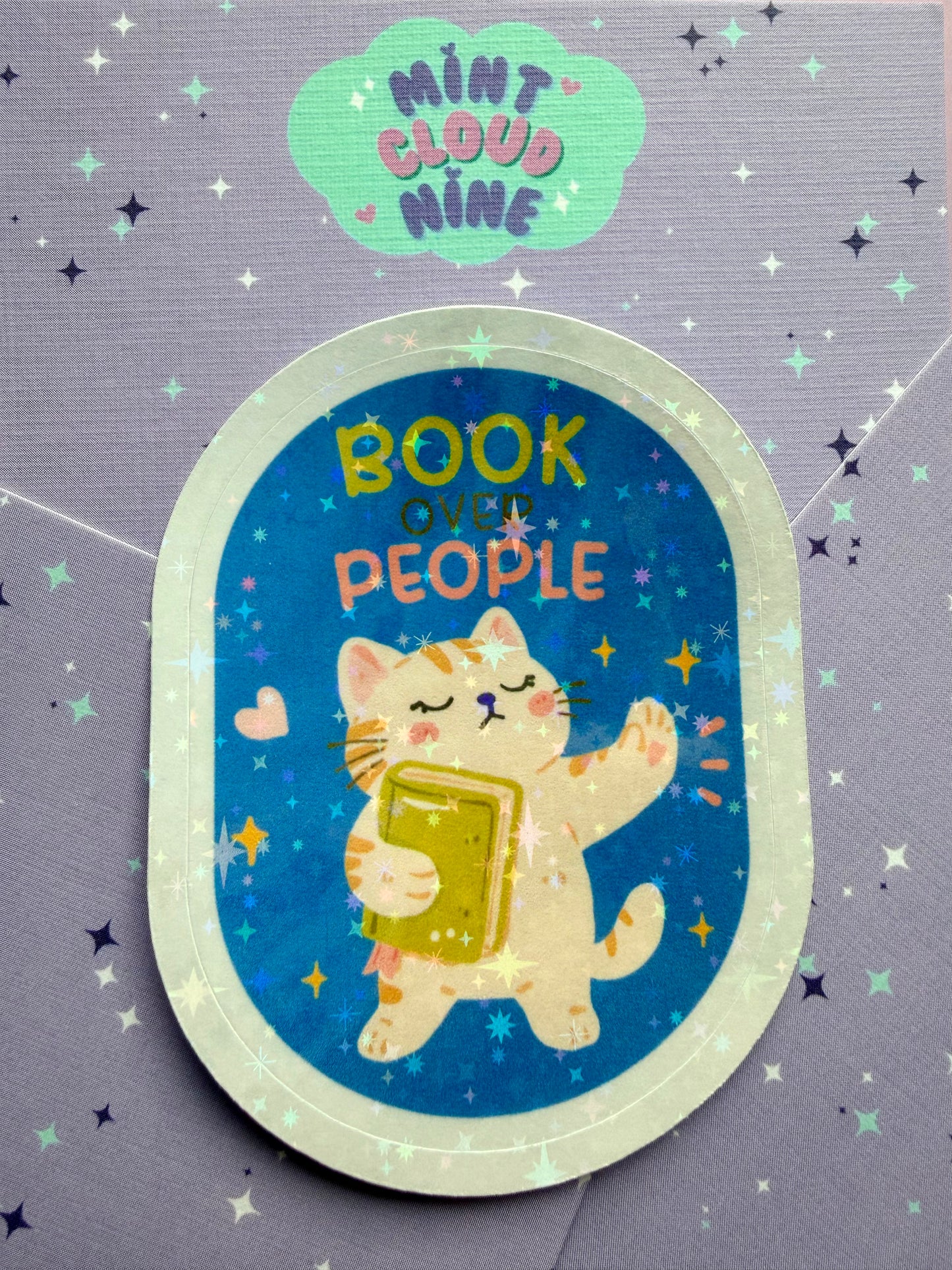EASY PEEL STICKER - BOOKISH CAT