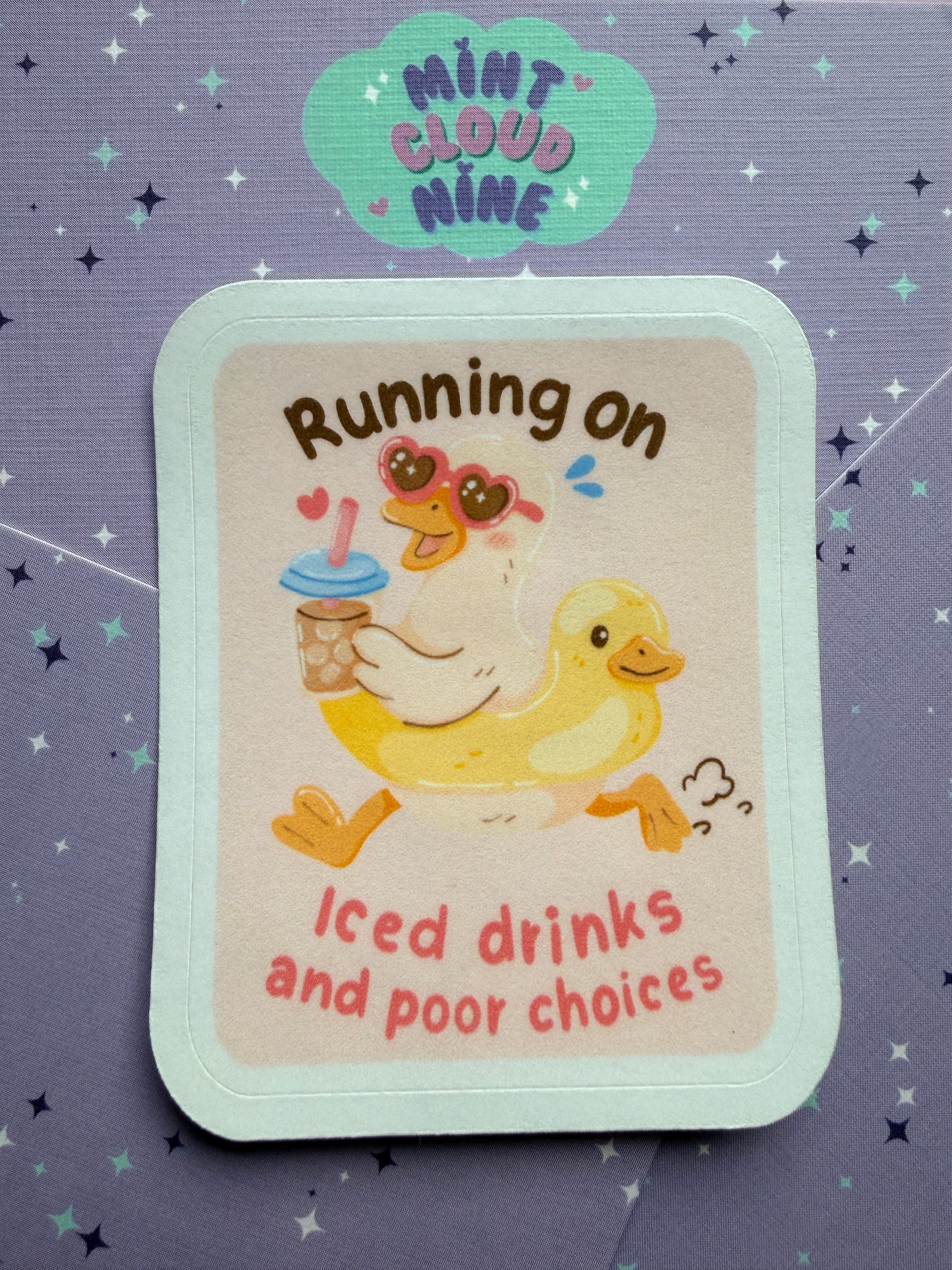 EASY PEEL STICKER - RUNNING ON ICED DRINKS