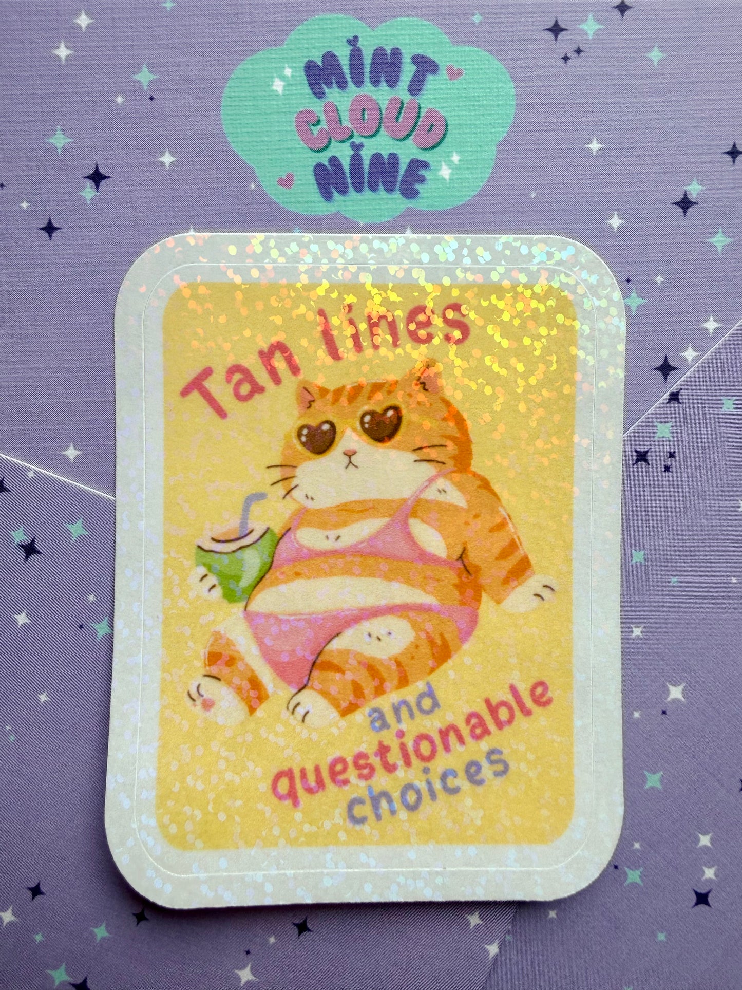 EASY PEEL STICKER - TANNING CAT