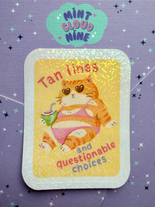EASY PEEL STICKER - TANNING CAT