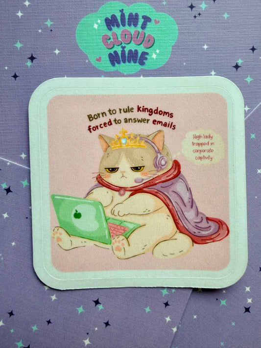EASY PEEL STICKER - CORPORATE BOOKISH CAT