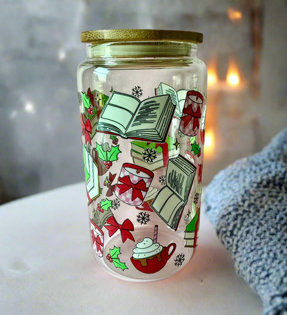 CAN GLASS CUP - HOT COCOA & BOOKS