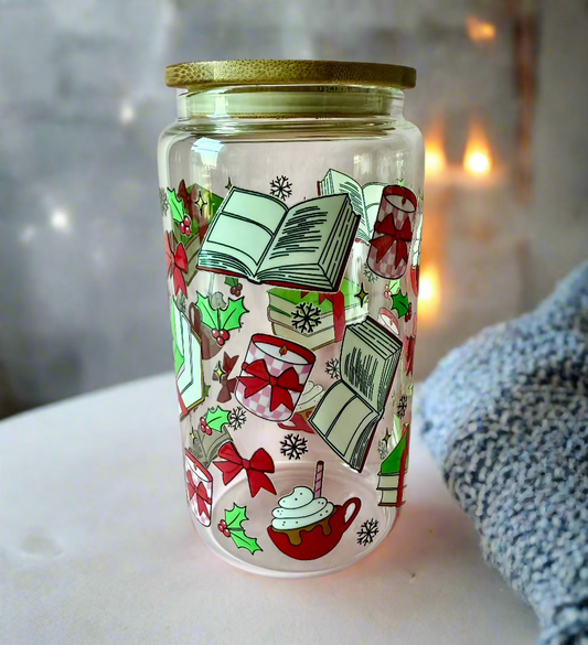 CAN GLASS CUP - HOT COCOA & BOOKS