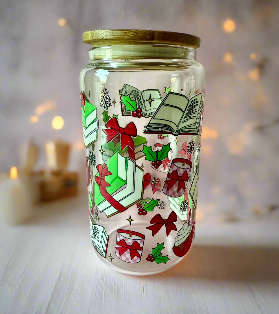 CAN GLASS CUP - HOT COCOA & BOOKS