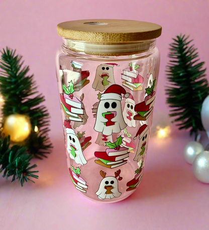 CAN GLASS CUP -BOOKISH CHRISTMAS BOO