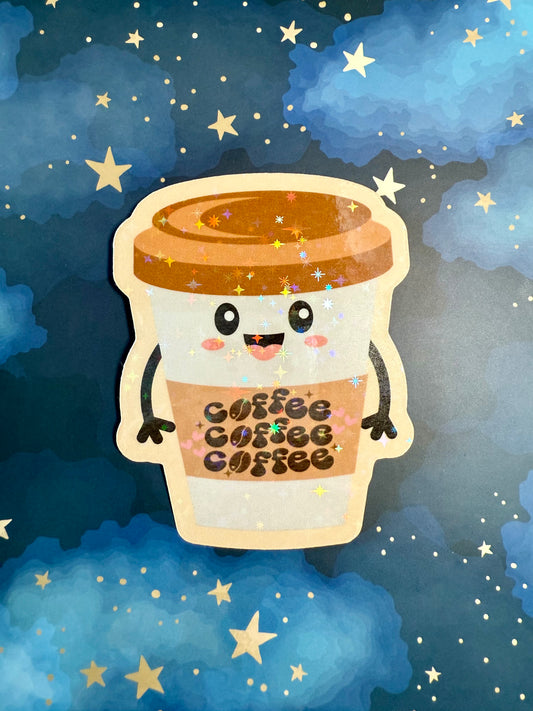 KAWAII COFFEE COFFEE COFFEE STICKER - LARGE