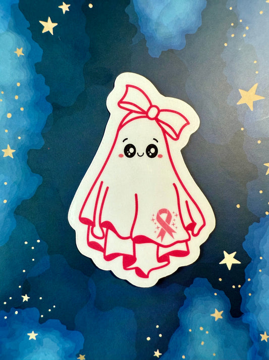KAWAII PINK RIBBON BOO STICKER