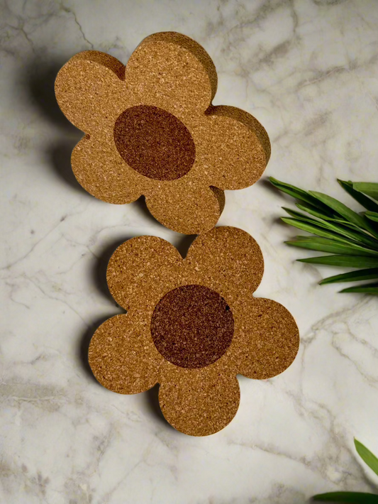 CORK COASTER - RETRO FLOWER