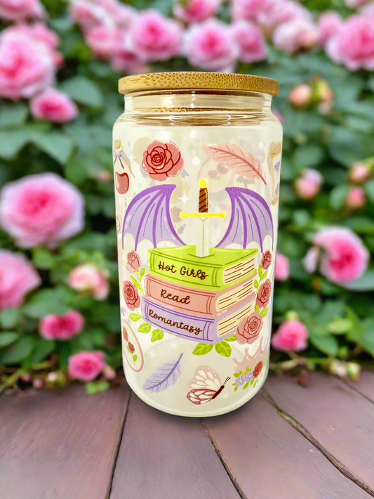 CAN GLASS CUP - HOT GIRLS READ ROMANTASY