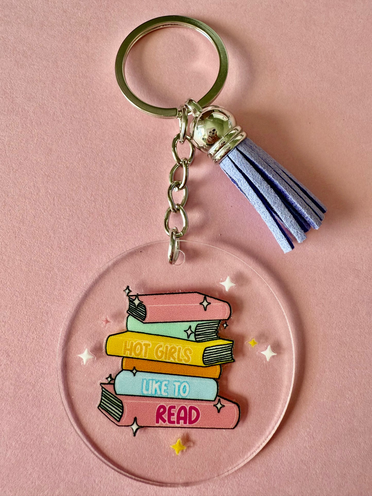 ACRYLIC CIRCLE KEYCHAIN - HOT GIRLS LIKE TO READ