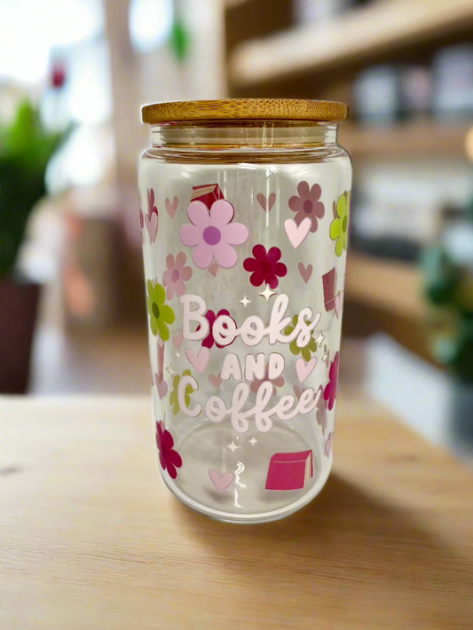 CAN GLASS CUP - BOOKS AND COFFEE