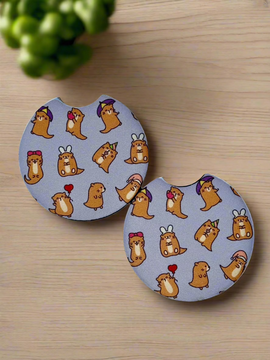 CAR COASTER SET - MY SWEET LILAC OTTERS
