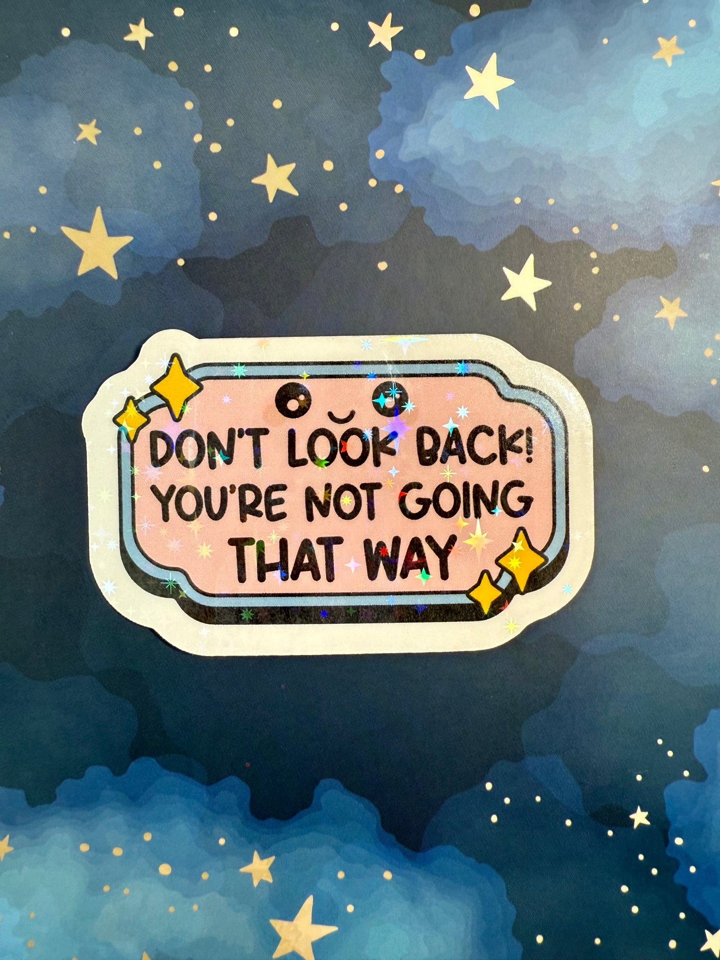 DON'T LOOK BACK KAWAII FACE STICKER - LARGE