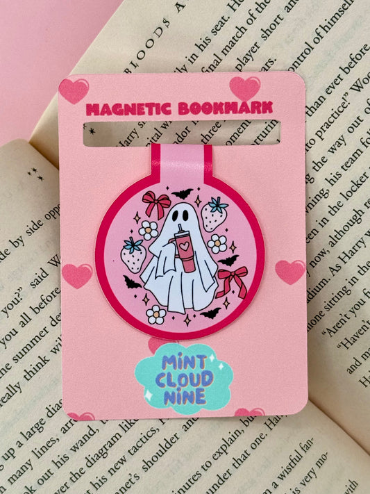 MAGNETIC BOOKMARK - PINK STRAWBERRY BOO
